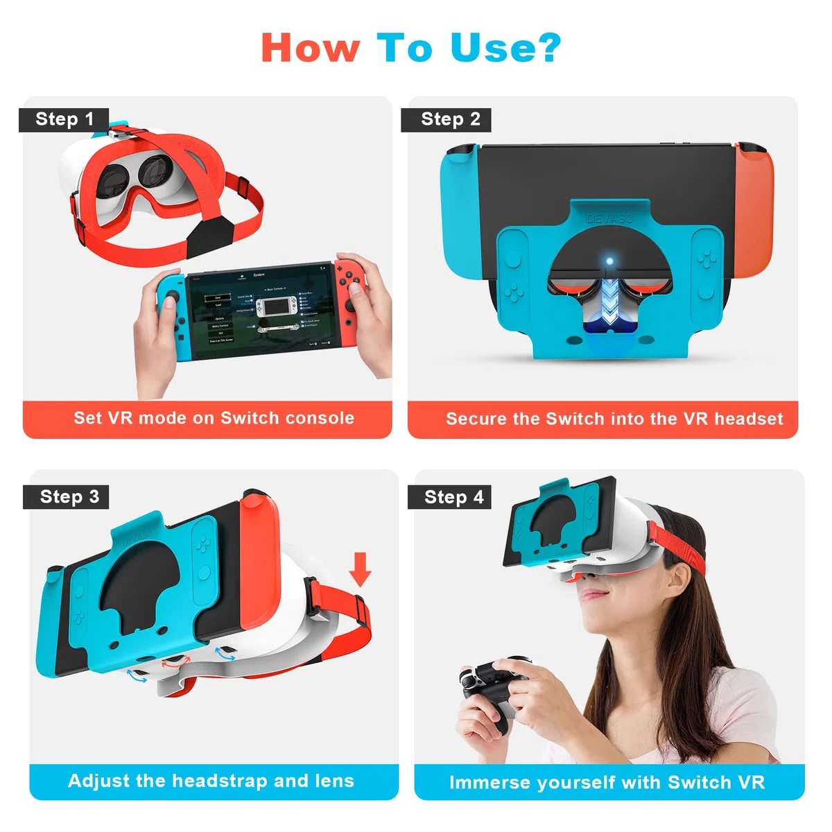 VR Headset for Nintendo Switch & OLED Model, Upgraded Your Switch 1/OLED VR Games with Virtual Reality 3D Goggles, Adjustable HD Lenses & Comfortable HeadStrap, Cool Glasses Stuff for Kids