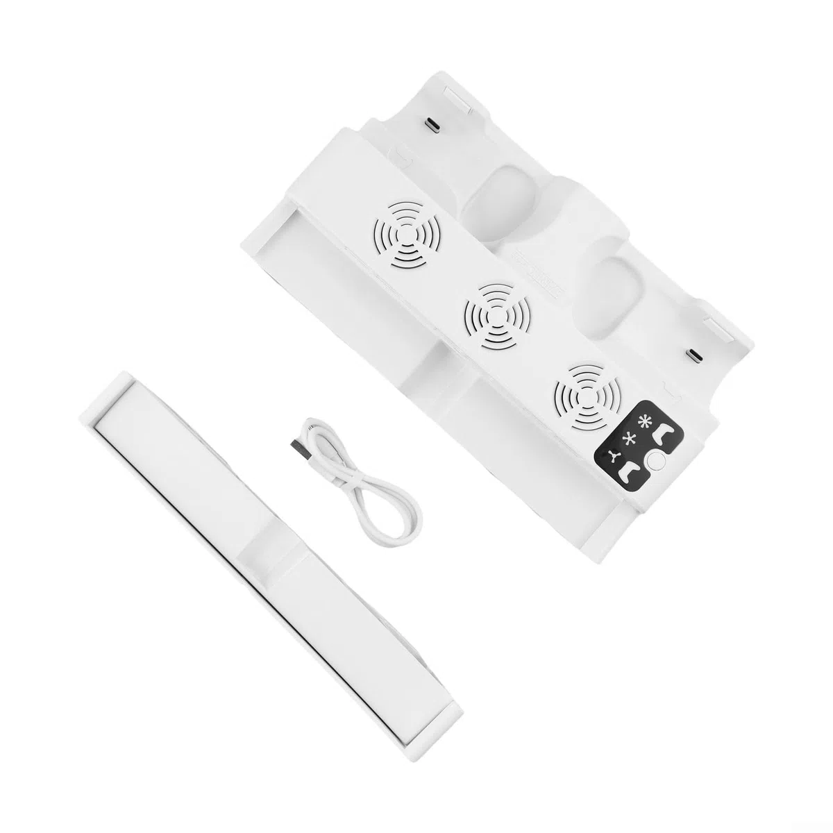 Supporto di raffreddamento orizzontale per ventola a 3 livelli per PS5 ProSlim carica due controller contemporaneamente con indicatori LED
