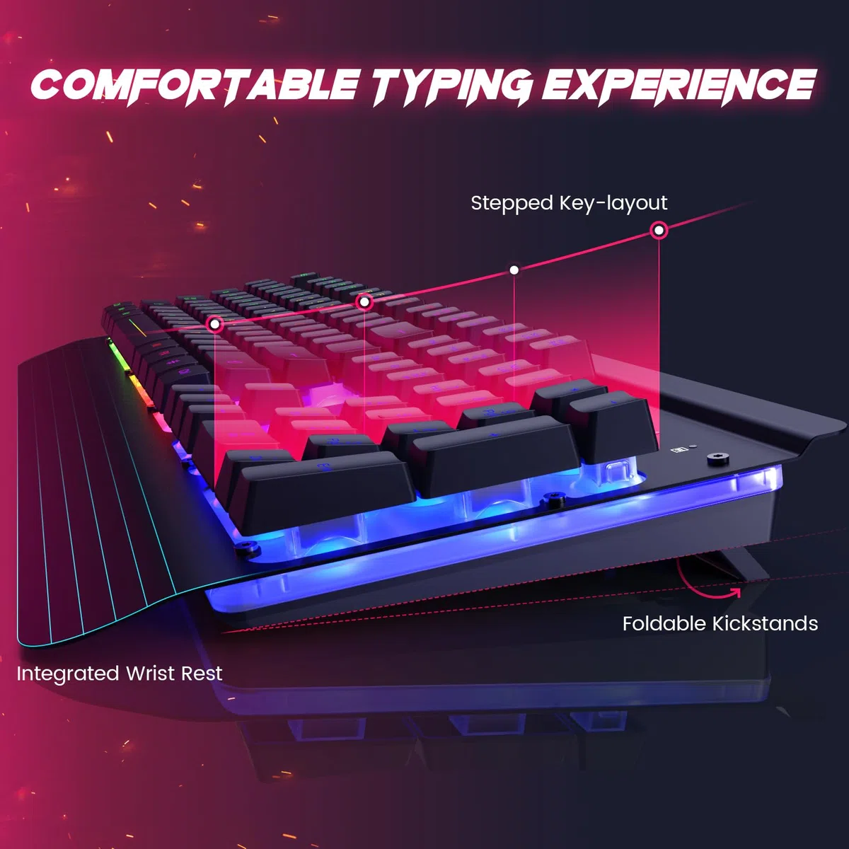 Tastiera da gioco e mouse, 104 tasti, pannello interamente in metallo illuminato, tastiera silenziosa per computer, poggiapolsi, mouse da gioco retroilluminato a LED, 4200 DPI, set con