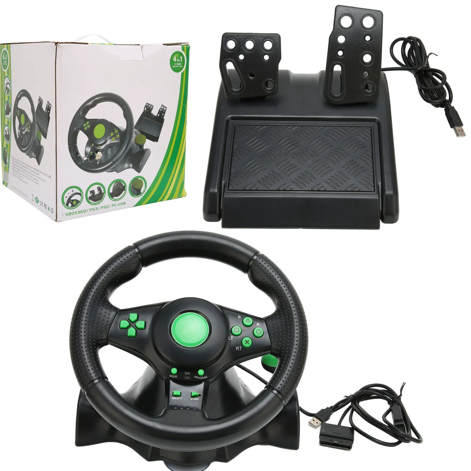 Volante per PC Volante da Corsa per Auto da 180 Gradi con Pedale, Design Realistico, Forte Aspirazione, Alta stabilità per360, PS3, PC