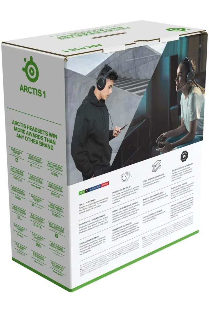 SteelSeries Arctis 1, Compatibile con tutte le piattaforme, Microfono ClearCast rimovibile, Per Xbox, PS5, PS4, PC, Nintendo Switch, Cellulare (Xbox)