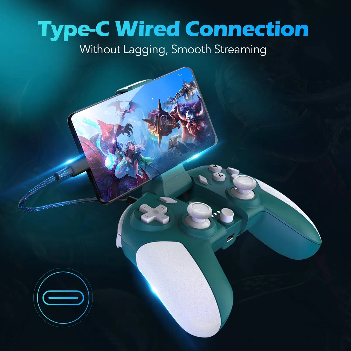 Game Pad con Collegamento Tipo C Controller Retrattile Maniglia Joystick Pulsanti del Joystick Design