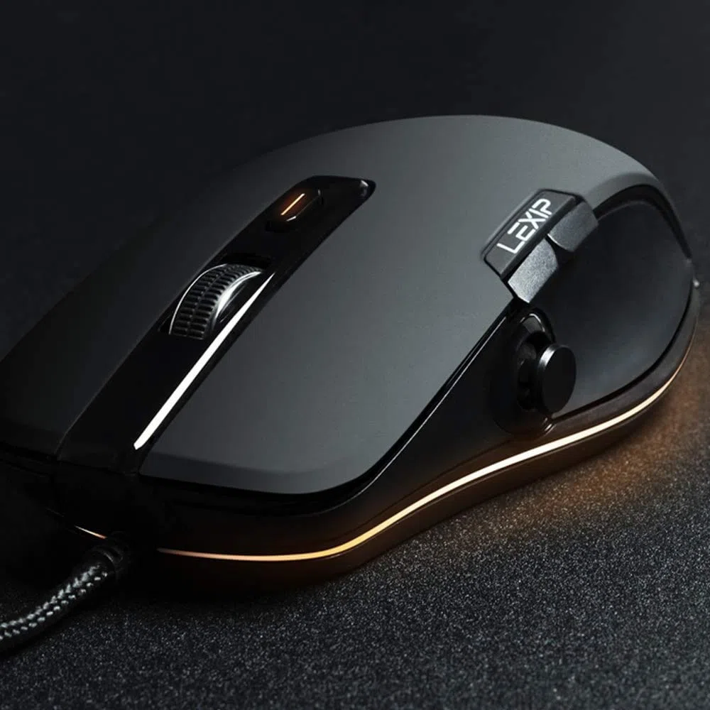 Lexip - Np93 Alpha Mouse da gioco - con joystick interno a 2 assi - Scorrimento definitivo con cuscinetti in ceramica + Peso regolabile + 12 pulsanti programmabili