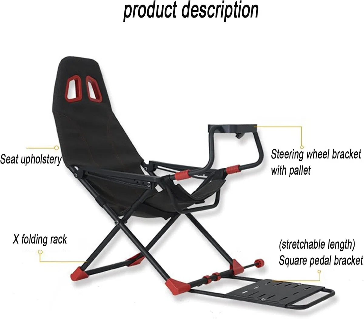 Racing Simulator Cockpit con supporto ruota regolabile e sedile ergonomico, design pieghevole per Xbox, PS4, PC