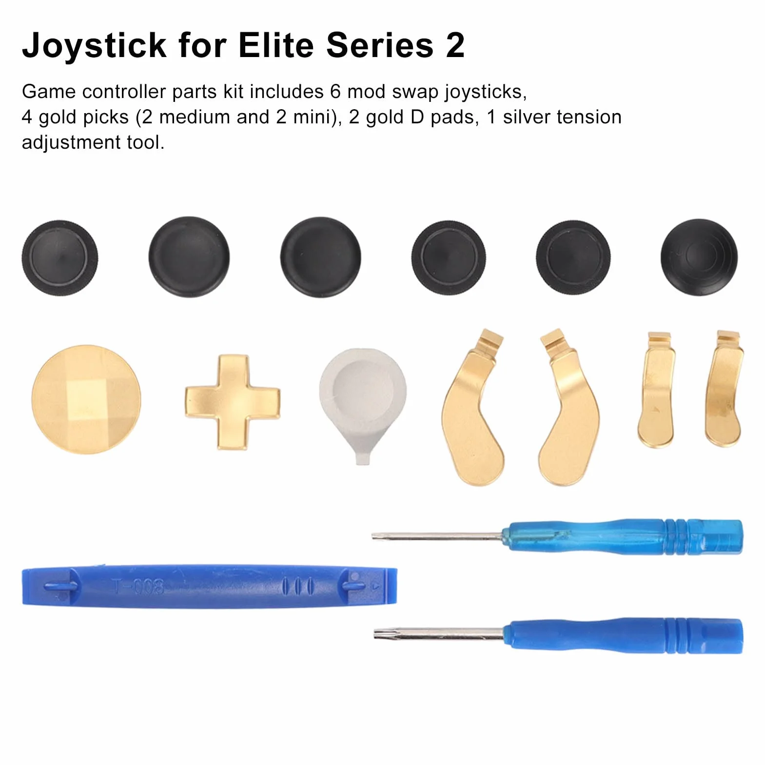 Levette in Metallo 13 in 1 per Xbox One Elite Series 2, Parti per Controller di Gioco Rimovibili e Durevoli Flessibili, 6 Cover per Joystick, 4 Paddle, 2 Pad a D Dorati