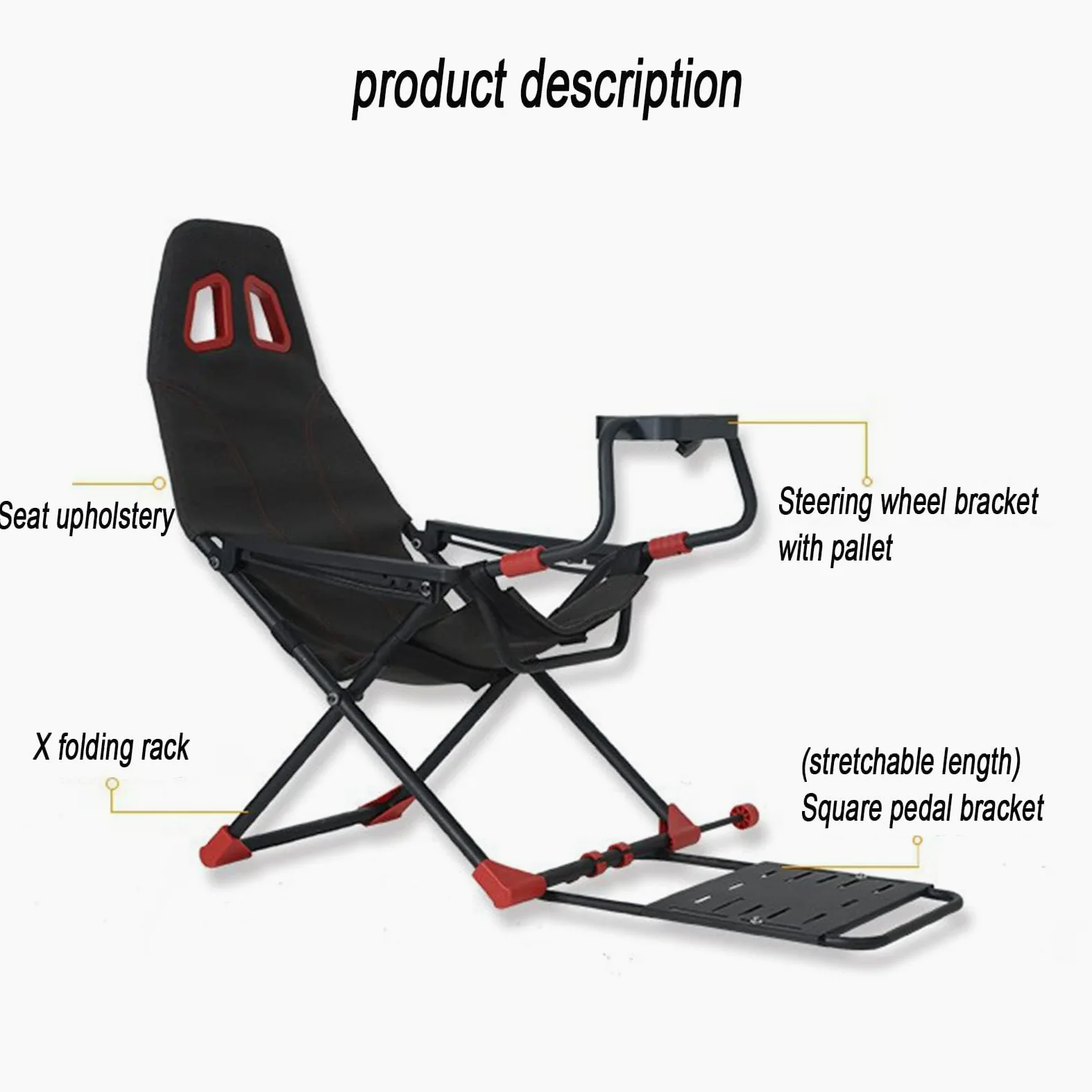 Racing Simulator Cockpit con supporto regolabile e sedile ergonomico, design pieghevole per esperienza di gioco Xbox One, PS4 e PC