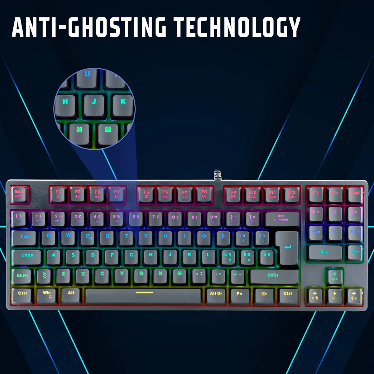 Itek Tastiera Gaming X50 - Meccanica, Switch Blu OUTEMU, RGB, Software, 90 tasti, Compatta