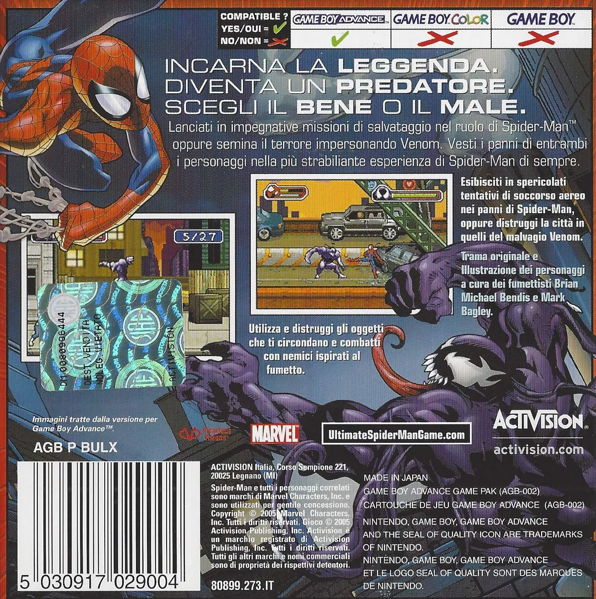 GAME BOY ADVANCE Ultimate Spider-Man GBA ITA