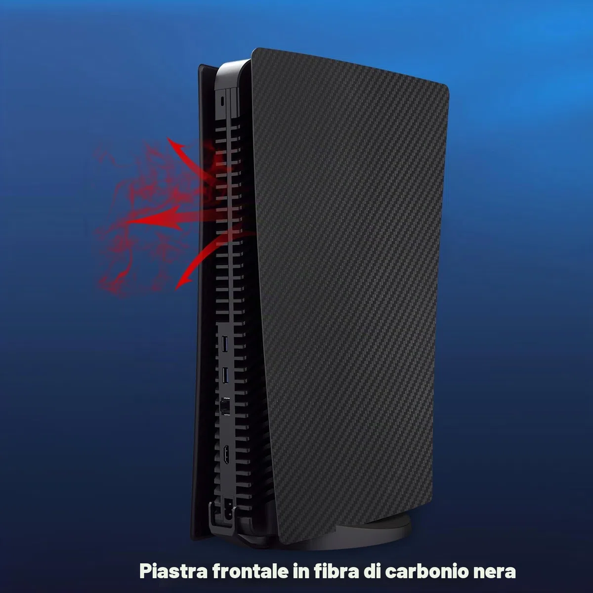 Placche di copertura per console PS5 Disc Edition, accessori per Playstation 5 (fibra di carbonio nero)