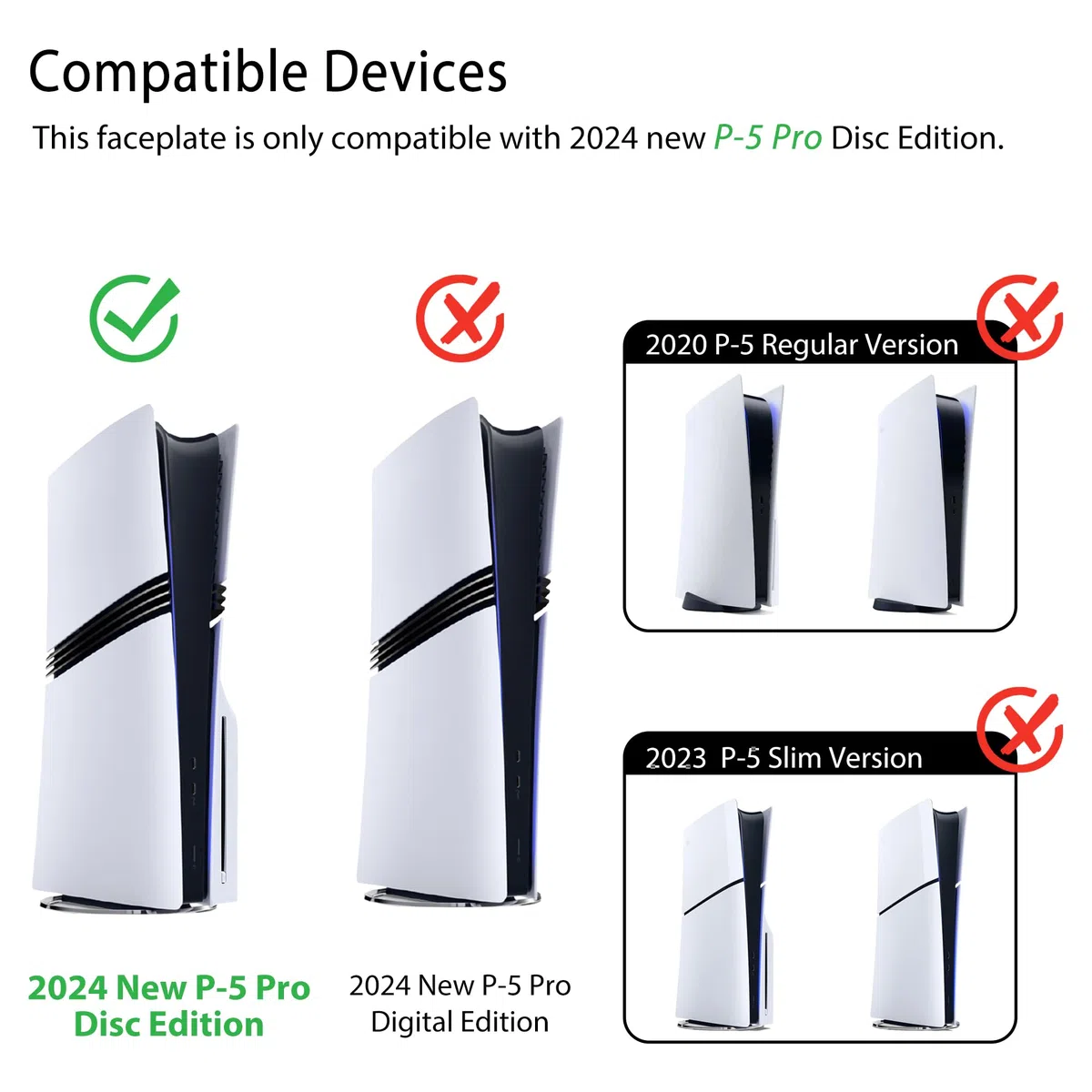 DOBEWINGDELOU - Piastra frontale per PS5 Pro Disc Edition con ventilazione di raffreddamento e filtro antipolvere, copertura degli accessori della console con piastra frontale ABS antipolvere