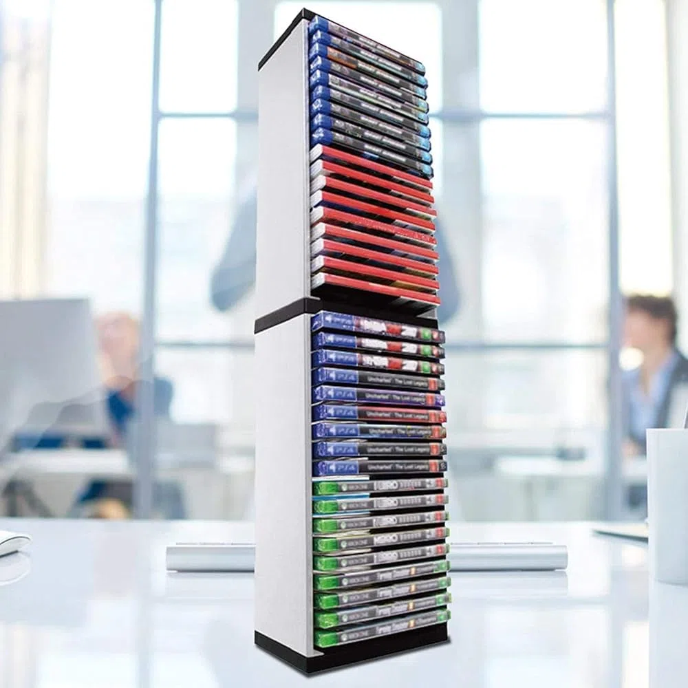 Organizer per console di gioco a più livelli con ripiani regolabili, soluzione salvaspazio per accessori e supporti di gioco