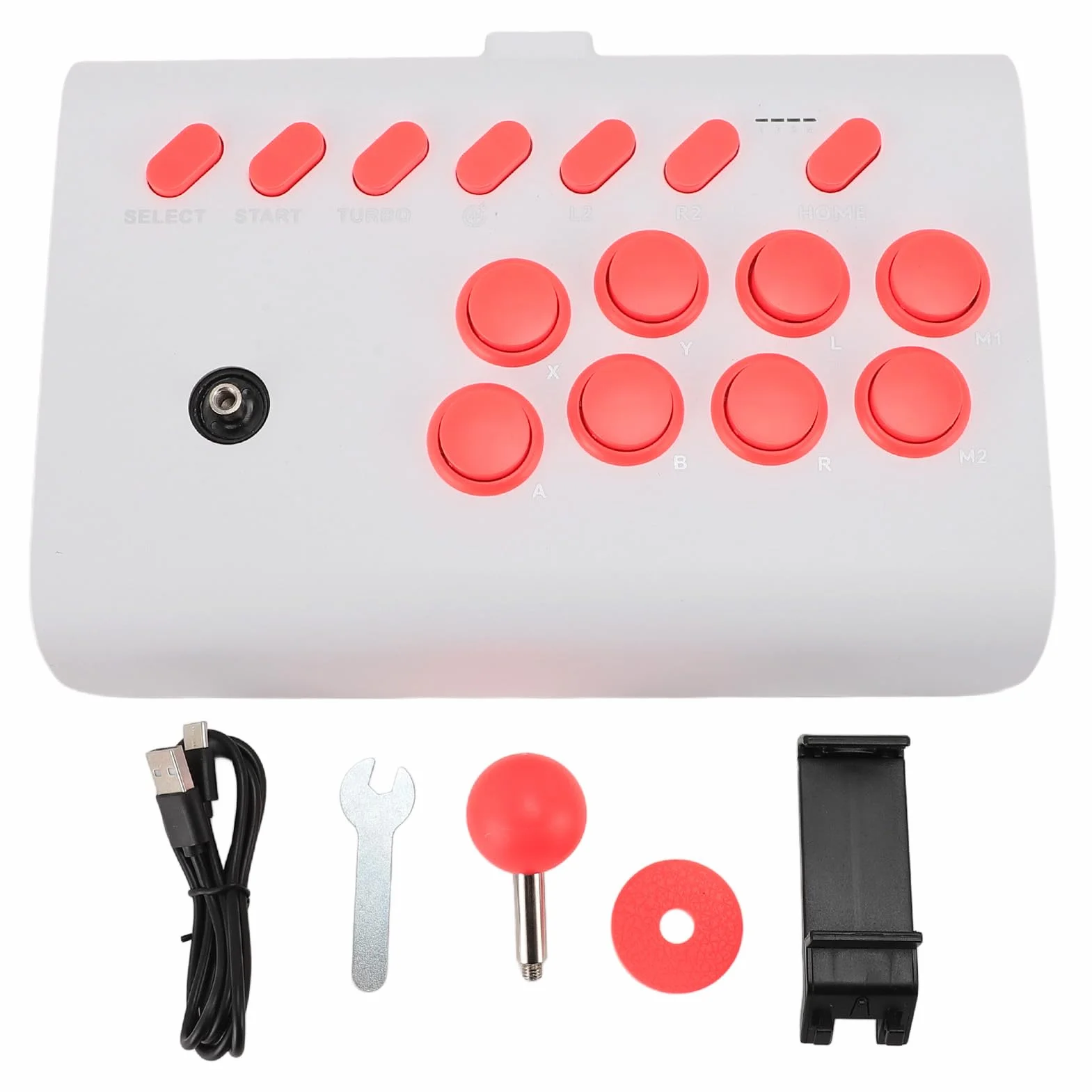 Jectse Joystick per Giochi di Combattimento Tastiera per Giochi di Combattimento Antiscivolo Wireless Classico Universale per (WHITE)