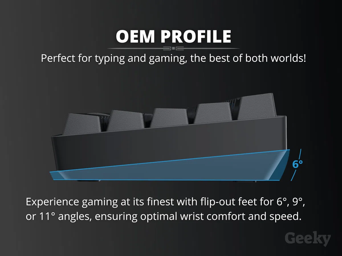 Geeky GK80 Tenkeyless, tastiera meccanica da gioco, 87 tasti, retroilluminazione a LED RGB multicolore per PC/Mac Gamer, layout americano ANSI, nero, blu meccanico