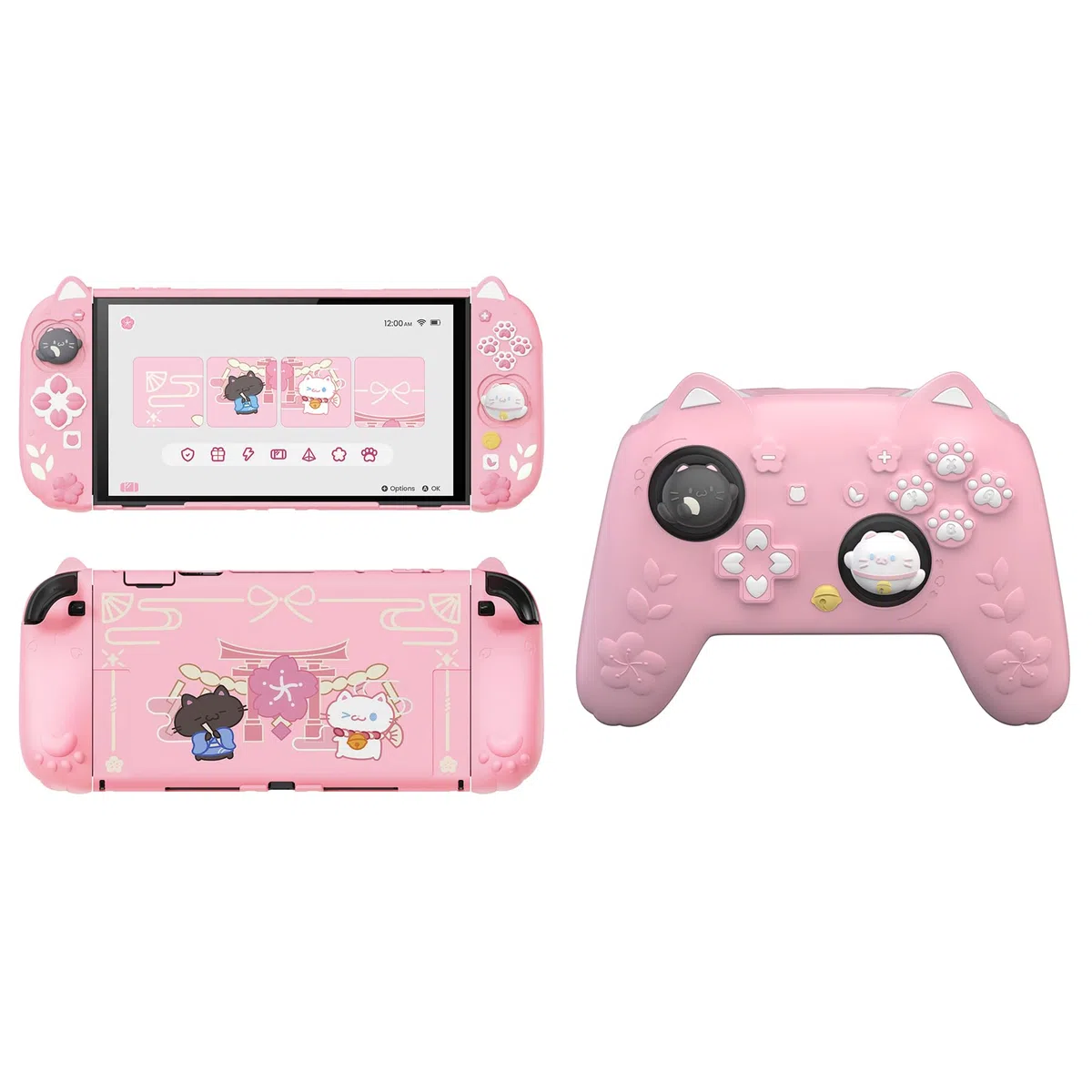 playvital Cover Dockable per Nintendo Switch 2 & Custodia in Silicone per Nintendo Switch 2 Pro Controller, Gattino di Fiori - Rosa