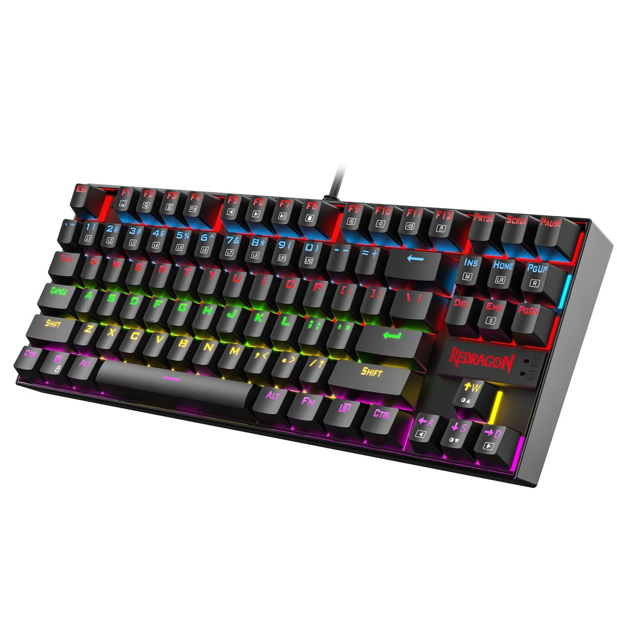 Redragon Tastiera Gaming Meccanica, LED RGB Retroilluminato Arcobaleno, Tastiera Cablata con Interruttori Red Equivalenti per PC da Gioco Windows (87 Tasti, Nero)