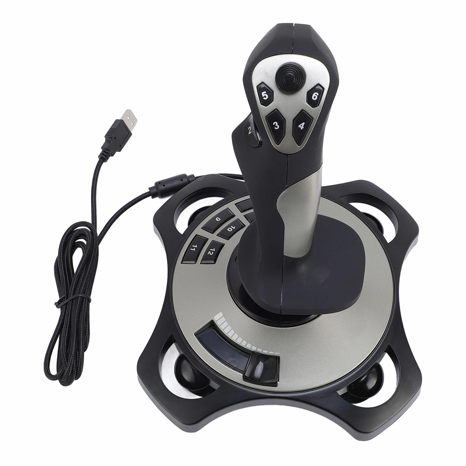 Bewinner Joystick per Simulatore di Volo con Vibrazione, Acceleratore, 12 Pulsanti Programmabili, Cavo USB per PC per Wins 7 8 10 11, Impugnatura Ergonomica per Giochi di Volo