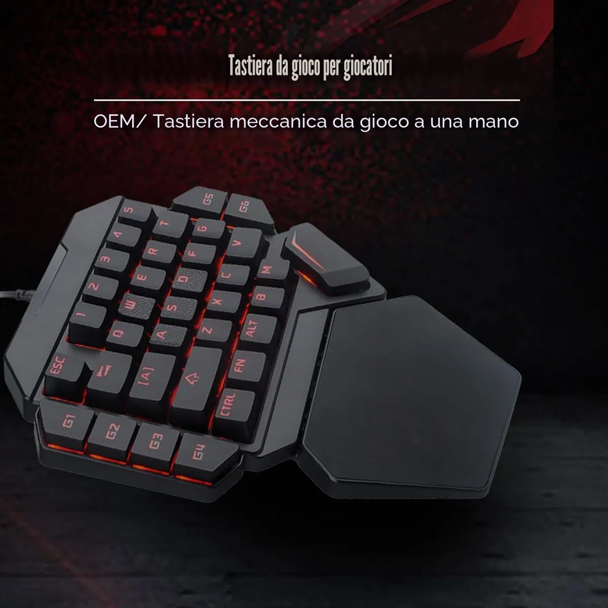 Tastiera da Gioco con Una Mano, Retroilluminata RGB 35 Tasti, Controllo Sensibile Accurato, 6 Tasti Programmabili, Design Ergonomico, Mezza Tastiera per PC Gamer