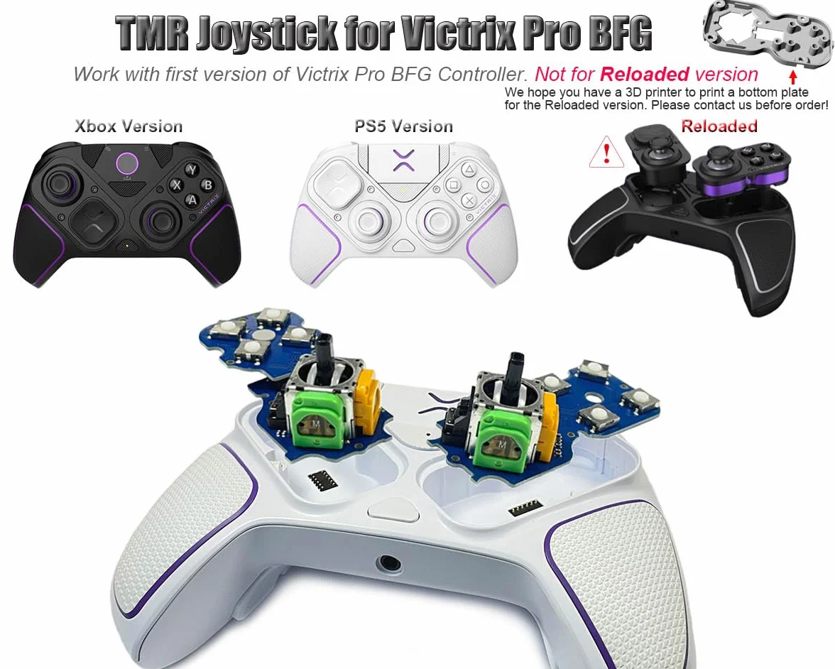 ElecGear TMR Joystick e 8x Microinterruttori Tattili Ricambio per Victrix Pro BFG Controller, Modulo PCB per Stick Sinistro e Destro con D-Pad e Tasti Funzione ABXY