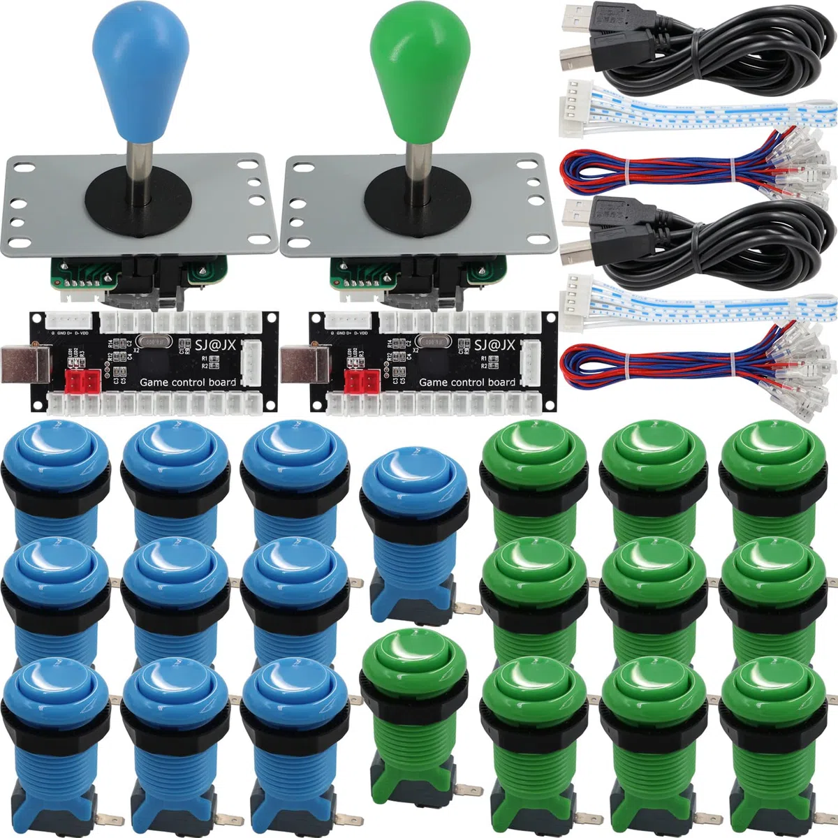 SJ@JX Arcade Game 2 Player Controller Kit fai da te Microswitch Pulsante incasso 4 e 8 Vie Joystick Zero Delay USB Encoder Fighting Stick Maniglie Console per PC MAME Raspberry Pi Retropie