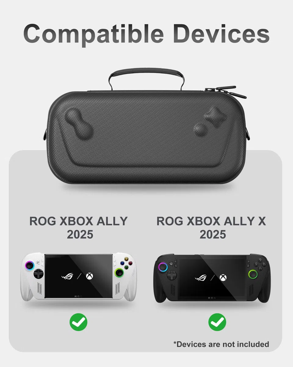 ProCase Borsa Grande per ASUS ROG Xbox Ally / ROG Xbox Ally X 2025, Custodia Protettiva Rigida Antiscivolante, Borsa da Viaggio per Adattatore Consola e Accessori - Nero