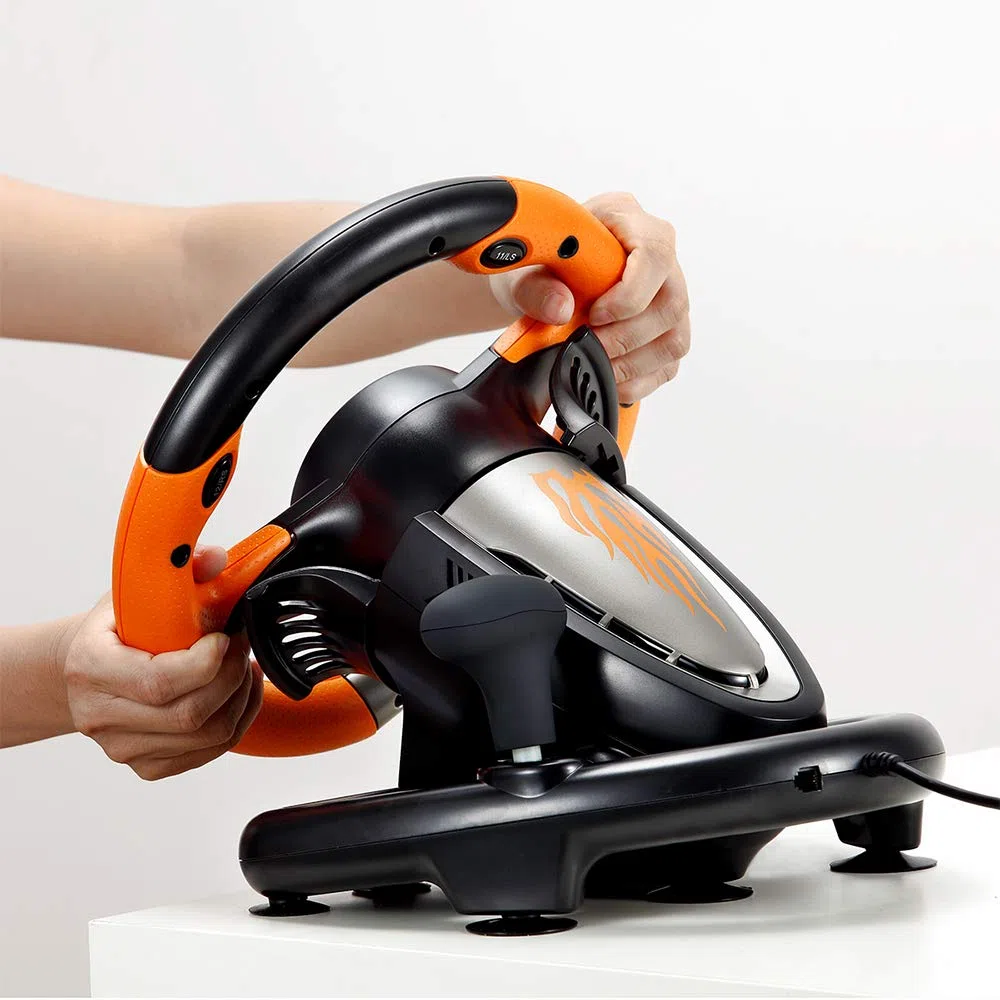 PXN V3 PRO Racing Wheel, Volante Universale da 180 Gradi USB per Auto Sim Race con Pedali per PS3, PS4, Xbox One, Switch -Arancia