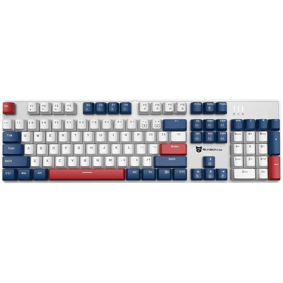 Qisan Tastiera meccanica da gioco, tastiera cablata, retroilluminazione a LED bianco/blu/rosso combo 104 tasti layout americano tastiera da gioco con rimovibile,interruttore blu