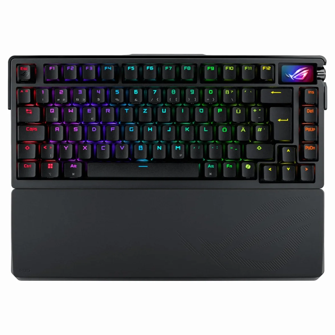 Asus Rog Azoth Extreme - Tastatur - 75% - Mit OleD-Display - Backlit - Kabellos - 2,4 Ghz, Bluetooth 5,1, UsB-C - Qwertz - Deutsch - Tastenschalter: