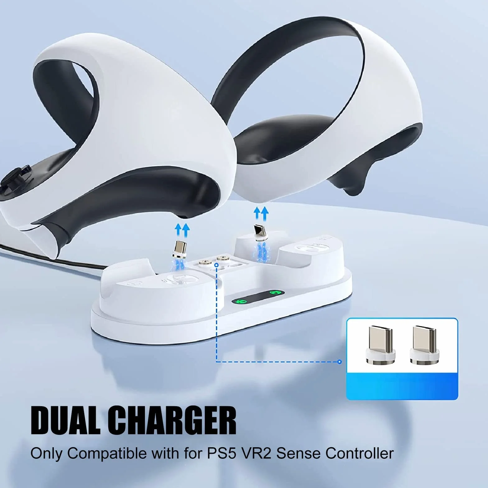 Stazione di Ricarica per Controller VR, Dock con Supporto e Doppio Caricatore Magnetico a Ricarica Rapida, Indicatore LED, per Controllori Sensore VR