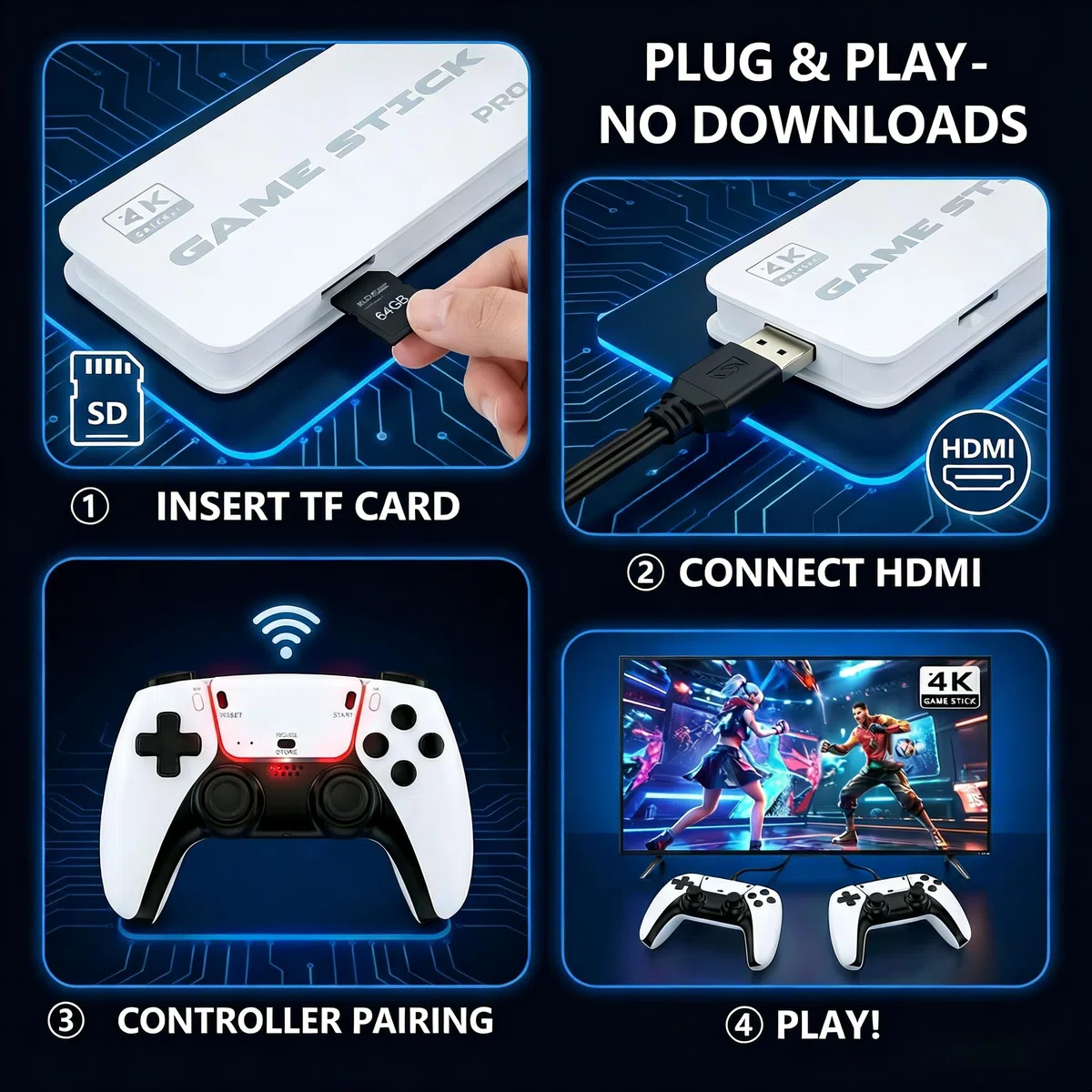 M15 Console Retro Game Portatile Con Oltre 20,000 Giochi Classici,Joystick Per Console Con Plug Per Emulatori Da 64 GB, Uscita Hdmi, Doppio Controller Wireless Aggiornato