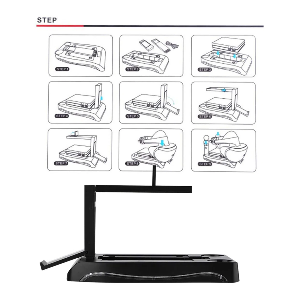 Docking Station Vr Auricolare E Sensori Di Movimento Vr Stazione Di Ricarica Abs Nero Per Vr Controller Stazione Di Ricarica Dock Stand Ricarica Dock Station Supporto