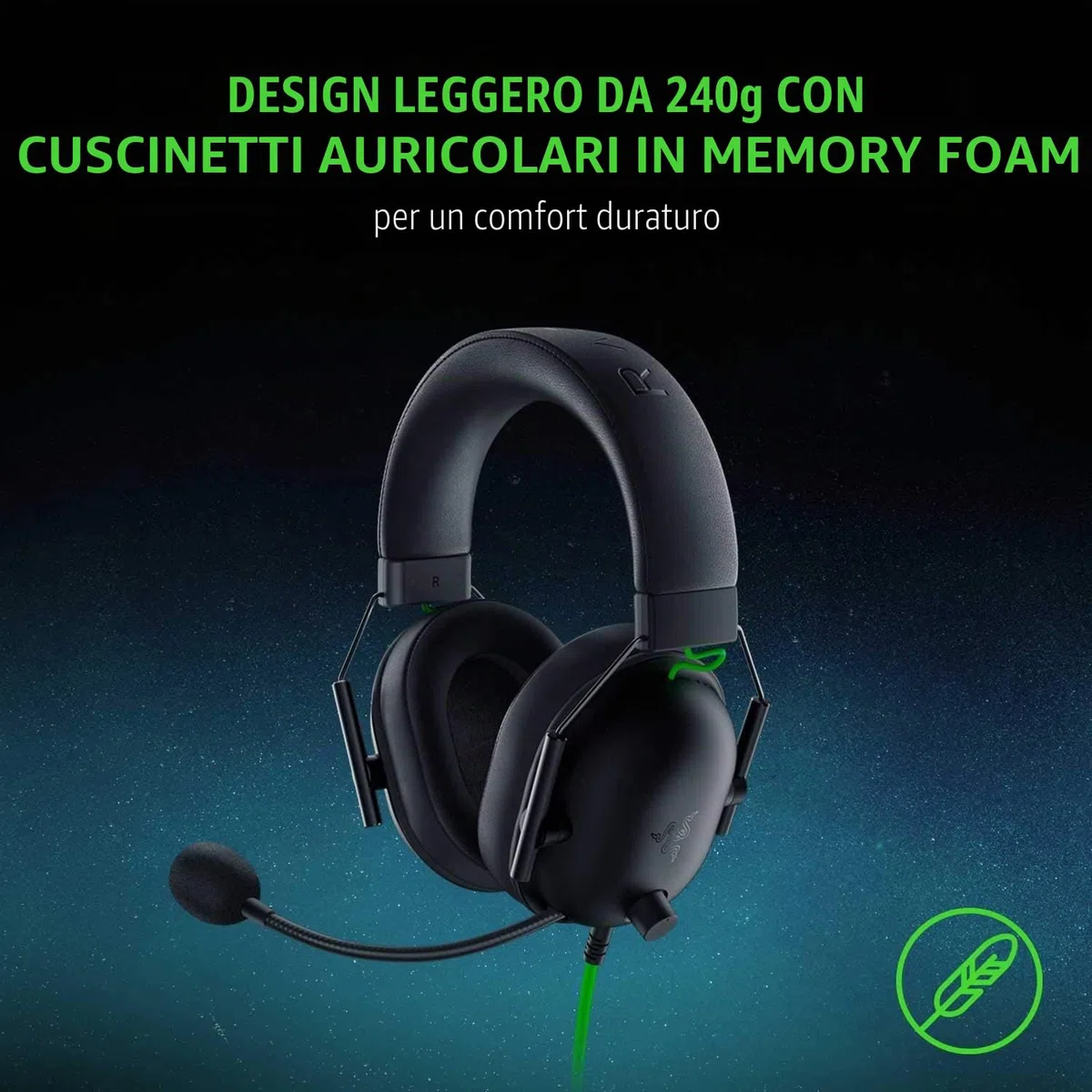 Razer BlackShark V2 X Gaming Headset: 7.1 Surround Sound - Driver 50 mm - Cuscino in memory foam - PC, PS4, PS5, Nintendo Switch, Xbox One, Xbox Series X & S, Mobile - Jack audio da 3,5 mm - Nero