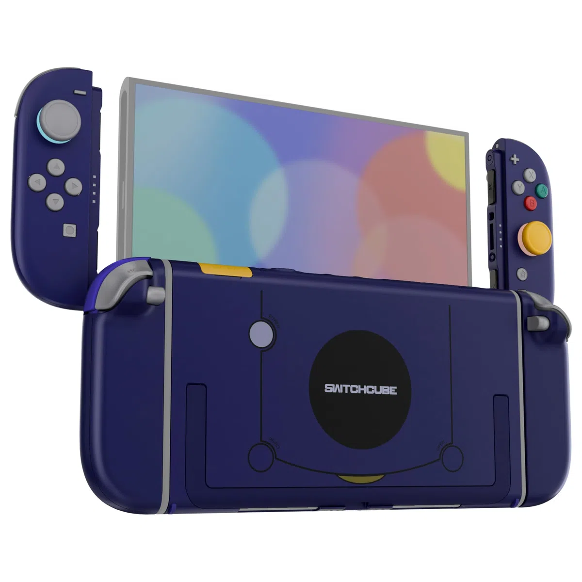 eXtremeRate Cover Tasti Kit per Switch 2, Custodia Frontale Posteriore Console Ricambio DIY, Accessori per Nintendo Switch 2,Senza Joycon e Console - Stile SwitchCube Classic