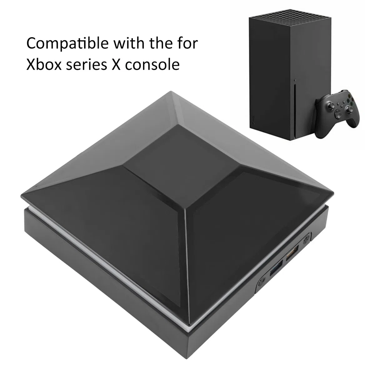 Ventola di Raffreddamento della Console 3 velocità del Vento Ventola di Raffreddamento Regolabile con Interruttore Tattile Luci LED Porte USB per Xbox Series 12W(Nero)