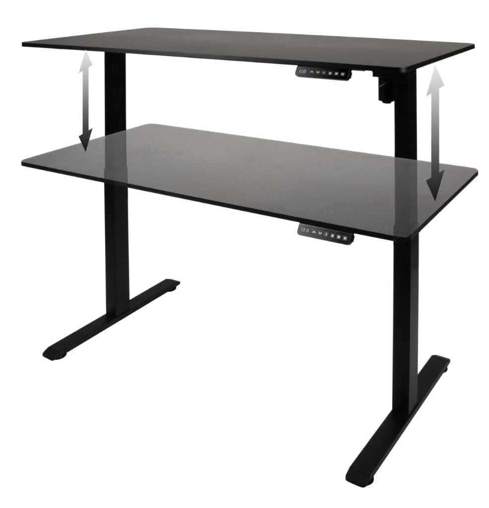 Konix scrivania gaming Elevate regolabile in altezza – 120 x 60 x 73-118 cm – struttura a T in metallo – 3 livelli di altezza – colore nero