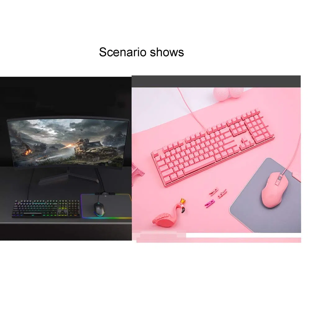 ARCH Tastiera Gaming Wired E Mouse & Mouse Pad Kit, RGB Retroilluminato Tastiere da Gioco Tastiera Multimediale Tastiera Meccanica RGB Nero Albero Cardanico Tavolino del Computer Portatile