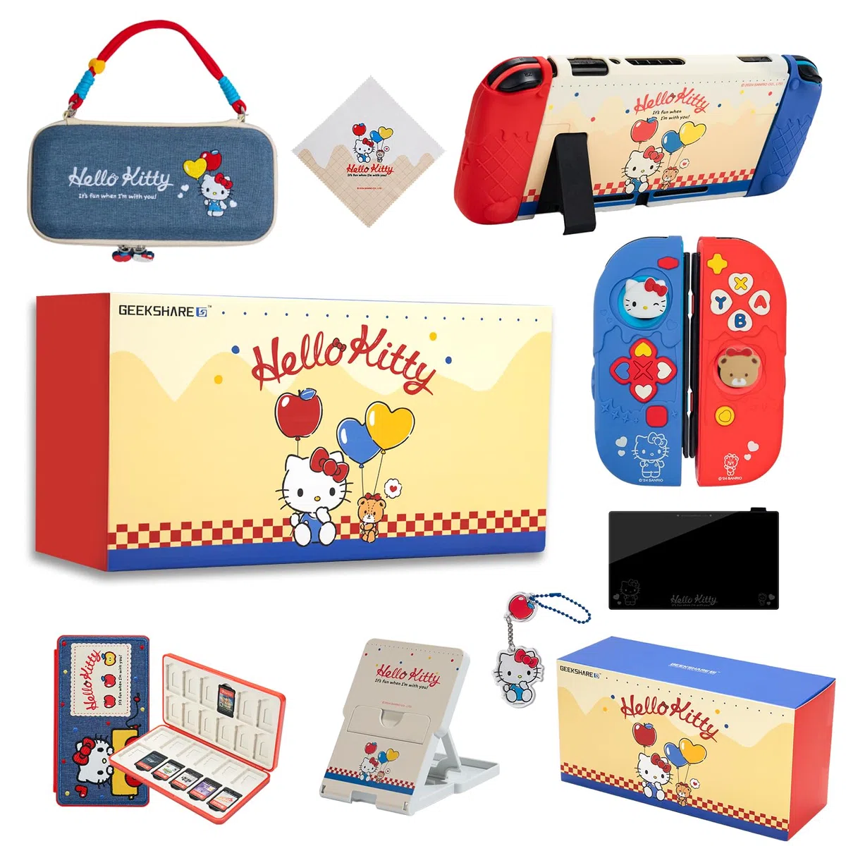 Kuitmor Kit Accessori per Switch 2017: Custodia Trasporto, Custodia Protettiva, Portaschede, Pellicola Protettiva, Supporto, Cuscinetti Joystick e Altro (10 in 1)