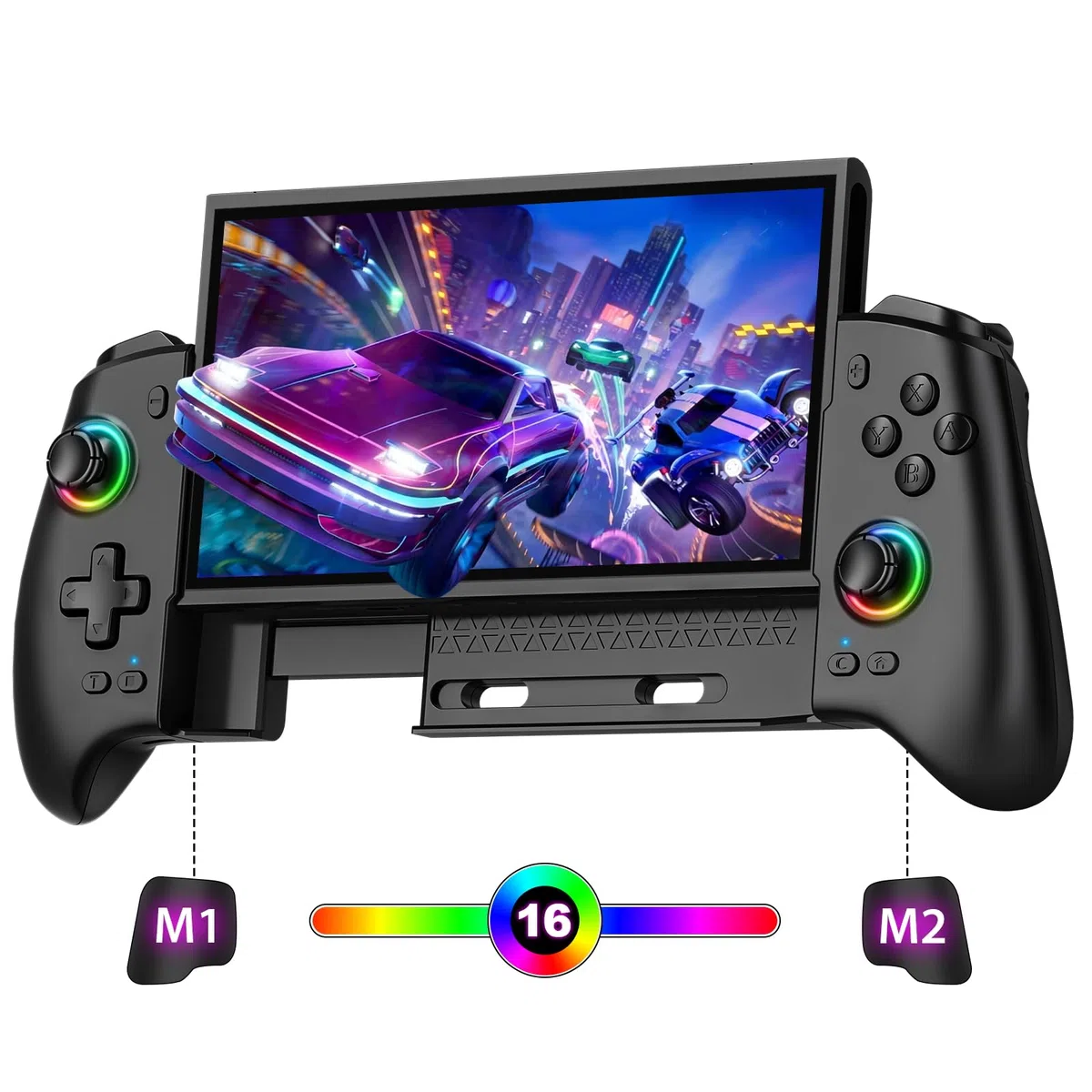 ZRZLMVP Controller Wireless Switch Pro per Switch 2/Switch 1/Switch OLED - Controller da gioco estensibile per PC con 16 luci RGB, Joystick effetto Hall, Programmierbar, Wake Up, Turbo, Vibrazione