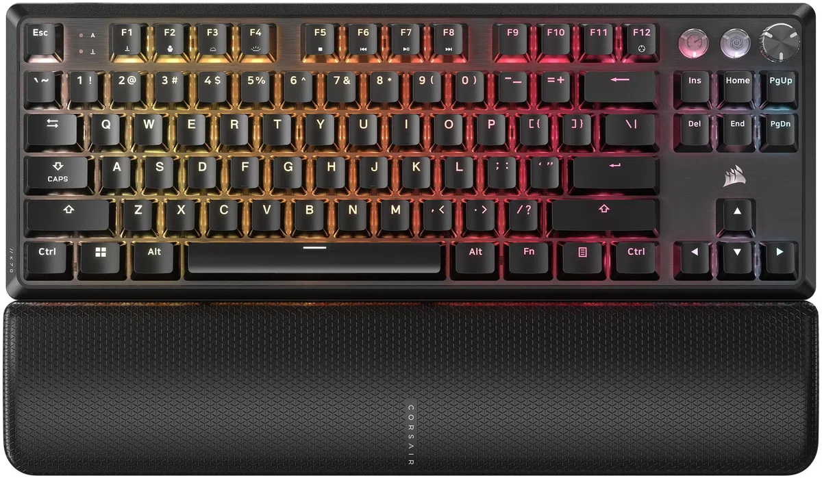 CORSAIR K70 PRO TKL RGB Tastiera da gioco magnetica e meccanica cablata – Switch CORSAIR MGX Hyperdrive pre-lubrificati, trigger rapido ad effetto Hall, 8000 Hz Hyper-Polling, QWERTY NA, nero