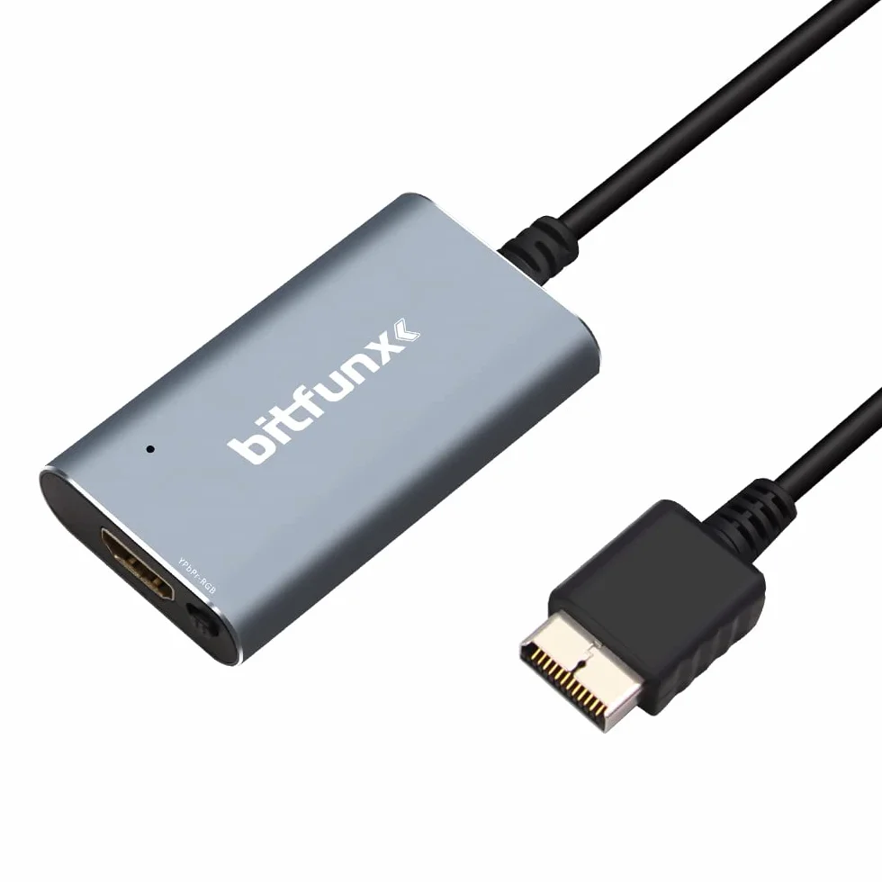BITFUNX Adattatore HDMI per PS2, supporta RGB/Component a HDMI, adattatore per videogiochi Plug & Play senza ritardi, convertitore HD per console di gioco PS2 tutte le versioni (argento)