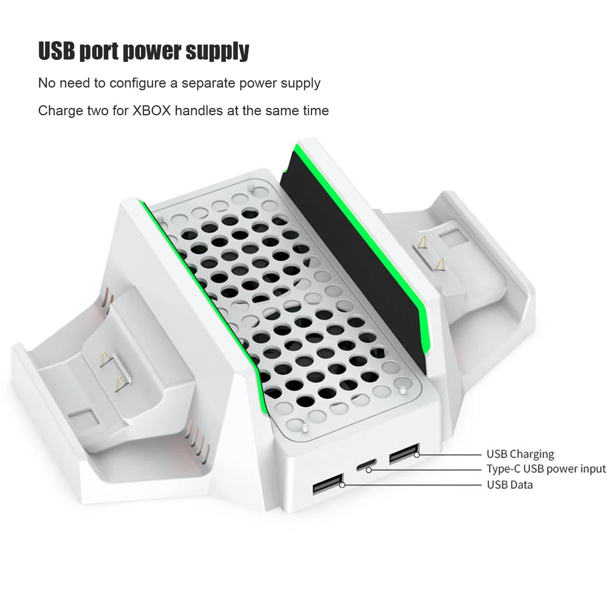 Supporto per Ventola di Raffreddamento Verticale per Console di Gioco XboxSeries S con Stazione di Ricarica per Doppio Controller, Trasmissione Dati Caricatore USB a velocità