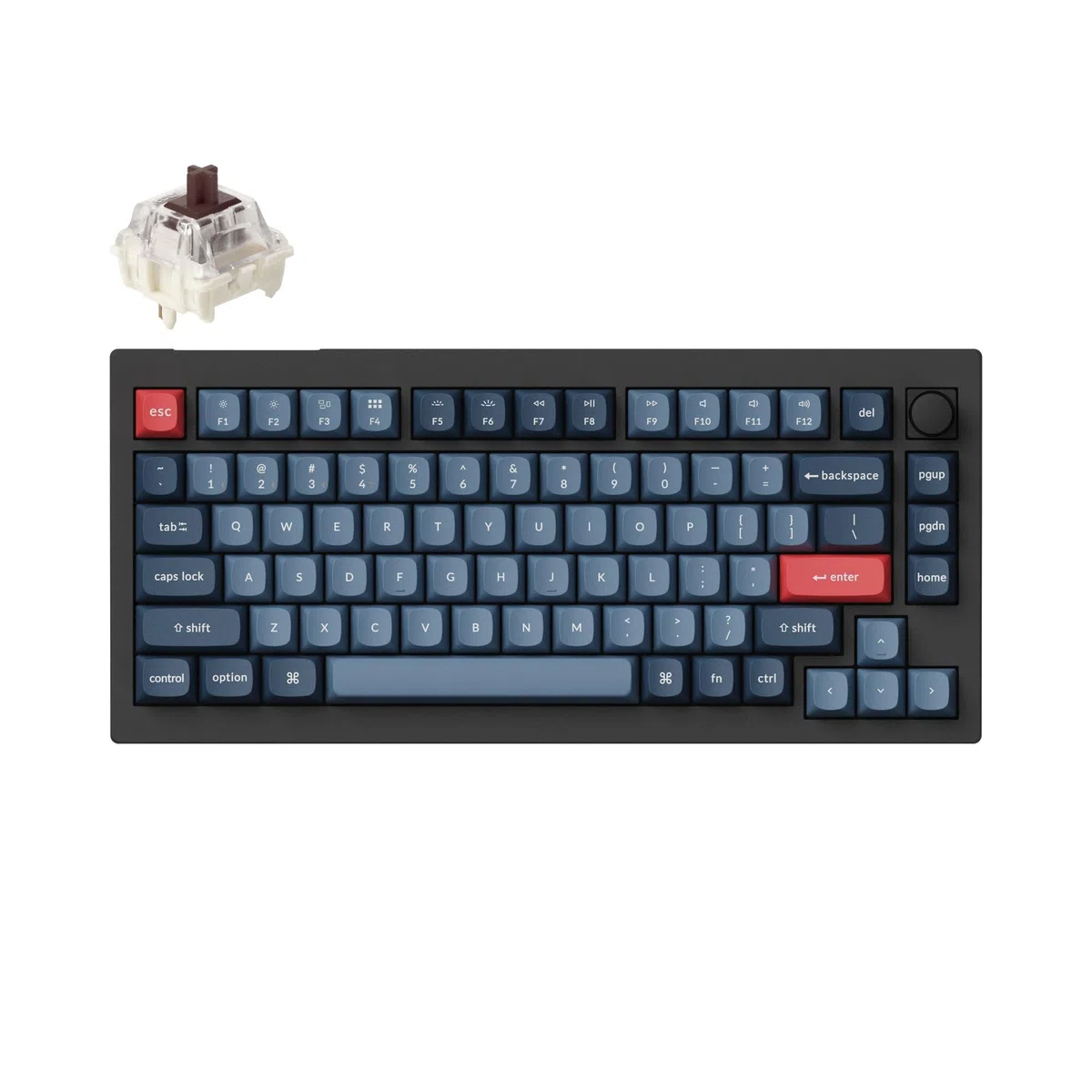 Keychron V1 MAX Tastiera Meccanica Wireless, layout al 75% QMK/VIA programmabile con Hot-swappable Gateron Jupiter Brown Switch compatibile con Mac Windows Linux - Versione con manopola (ANSI/US)
