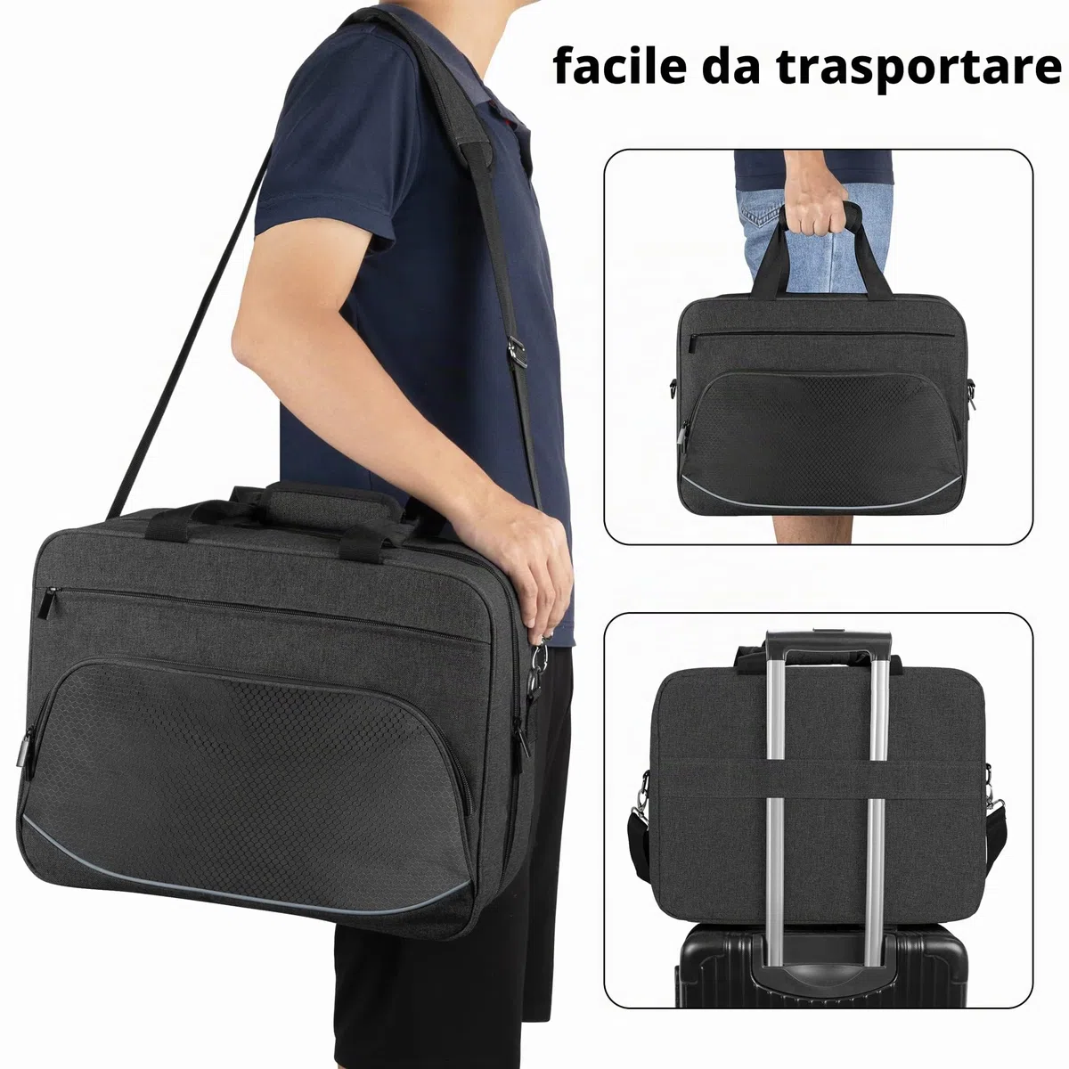 Trunab Borsa Compatibile con PS5/PS5 Slim/PS4/PS4 Pro/PS4 Slim/Xbox One/Xbox One X/Xbox One S/Xbox Series S, Nero, Borsa Porta con Tasche Divisori per Controller e Accessori di Gioco
