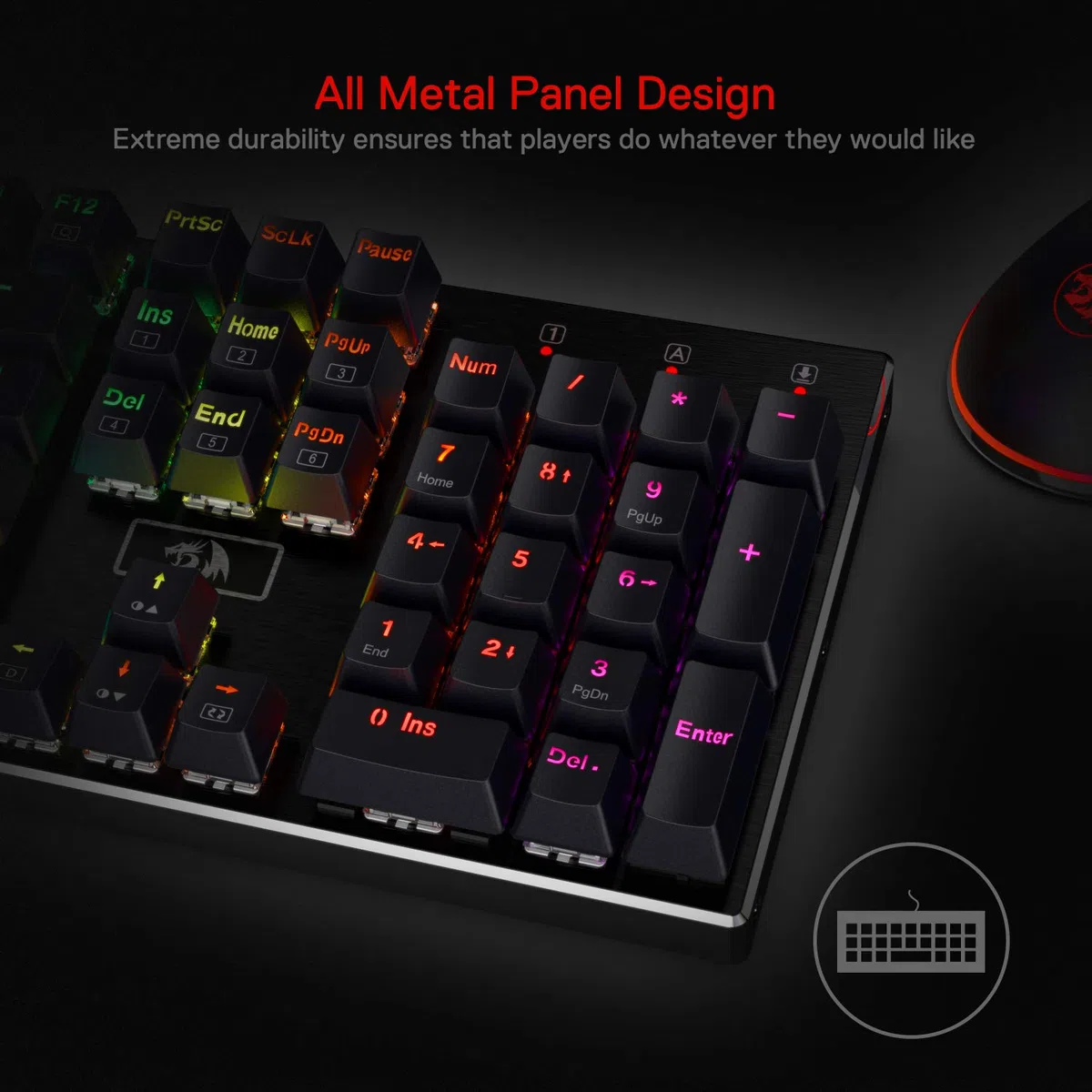 Redragon K556 Tastiera Meccanica RGB Cablata Base Alluminio US | Interruttore lineare, base in alluminio resistente, illuminazione RGB, tasti standard, layout US