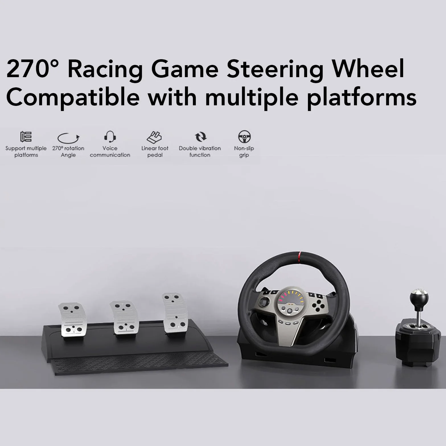 Annadue Set di Volanti da Corsa per PC Gaming per Console di Gioco, Volante da Corsa Sim per Auto per PC Girevole a 270 Gradi con Cambio a Pedali