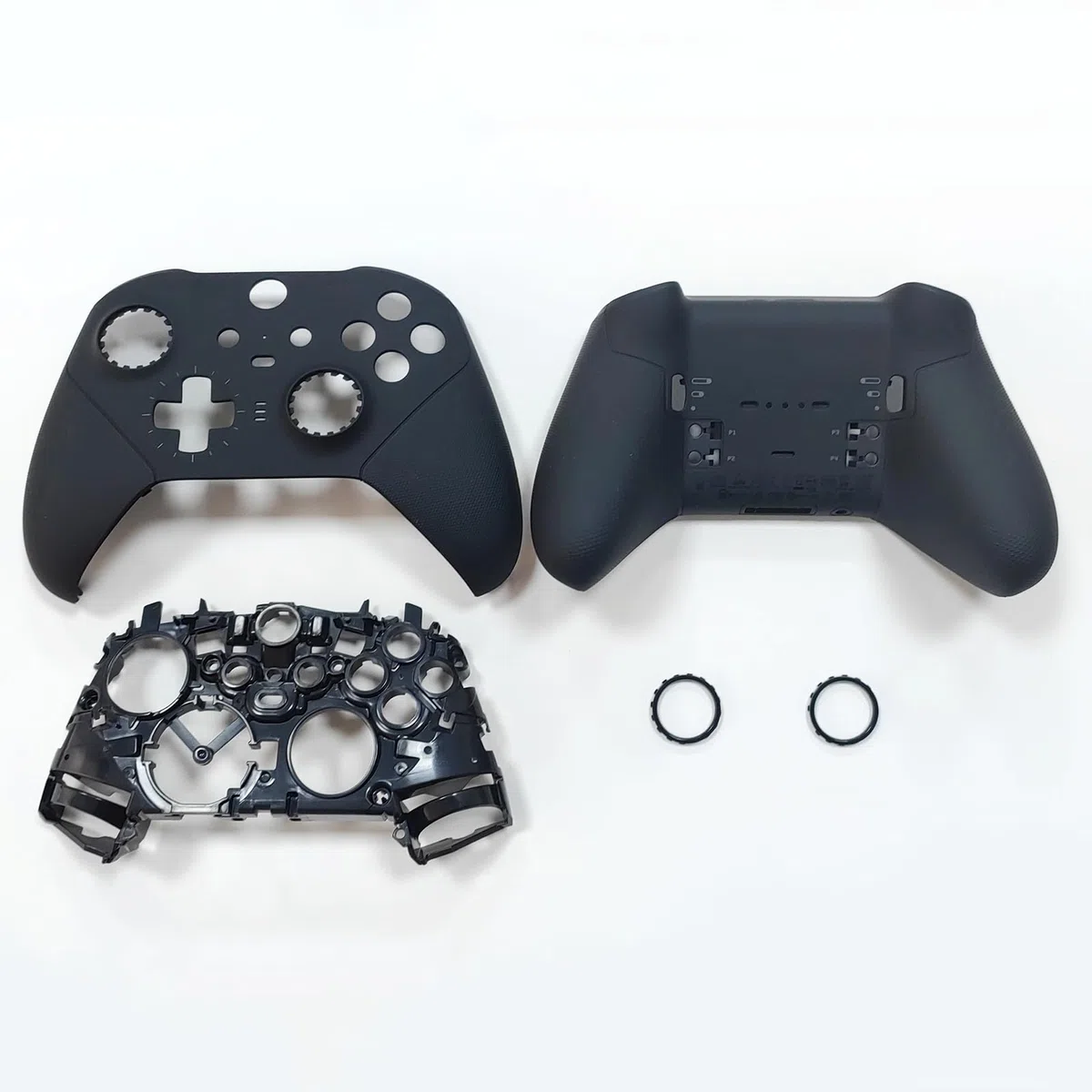 Hzxkqmil Guscio Anteriore e Posteriore Custodia di Ricambio Faceplate Accessori per Xbox Elite Controller Series 2, Incluso Scocca Superiore Cover Inferiore Anelli Joystick Telaio Centrale, Nero