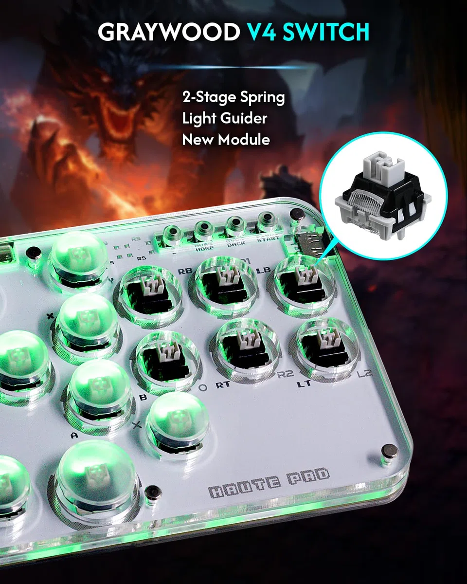 Sehawei Arcade Fight stick, Street fight Stick Keypad per PS4/Switch/PC/PS3/Steam Game Keyboard-Supports Hot Swap & SOCD,16Keys All-Button Gamerfinger with Custom RGB & Turbo Functions（G16）