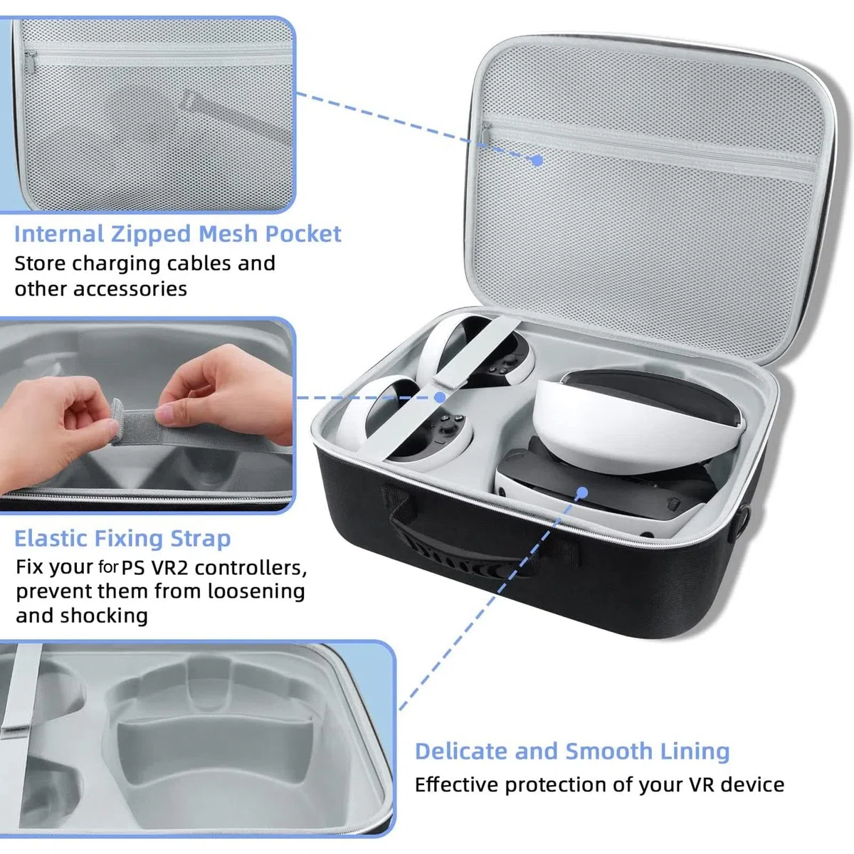 Custodia Cover per PS VR2, Custodia Rigida Impermeabile in EVA Custodia Protettiva da Viaggio Custodia Custodia Custodia per PS VR2 All-in-one VR e Accessori, Custodia Portatile