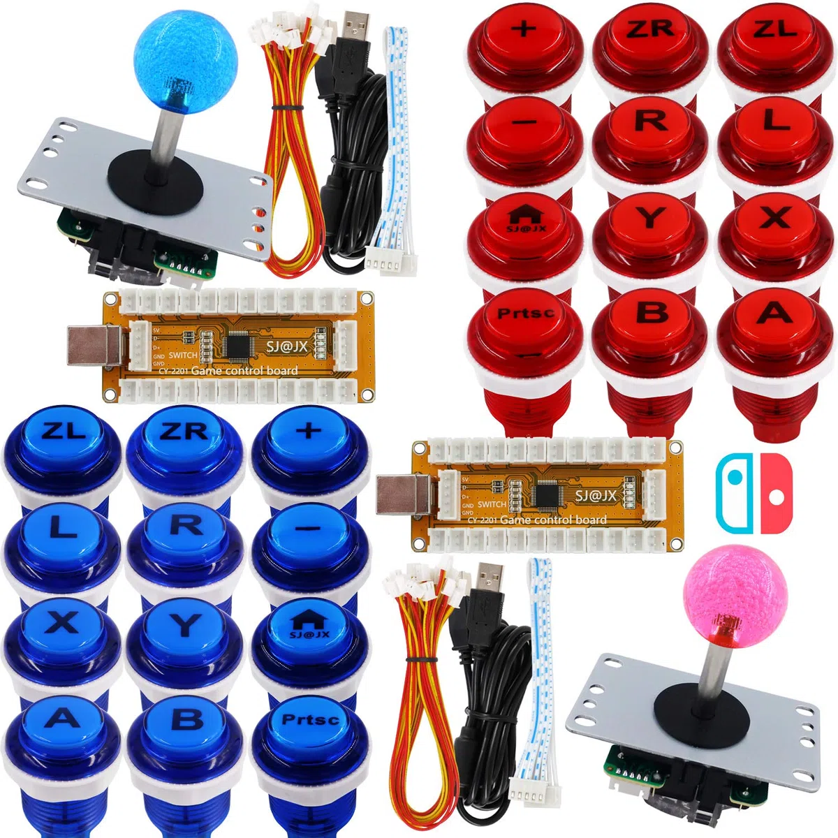 SJ@JX Arcade Game Controller USB Encoder 2 Player Gamepad Cherry MX Microswitch Button 8way Joystick for Nintendo Switch PC PS3 Retropie Raspberry Pi MAME