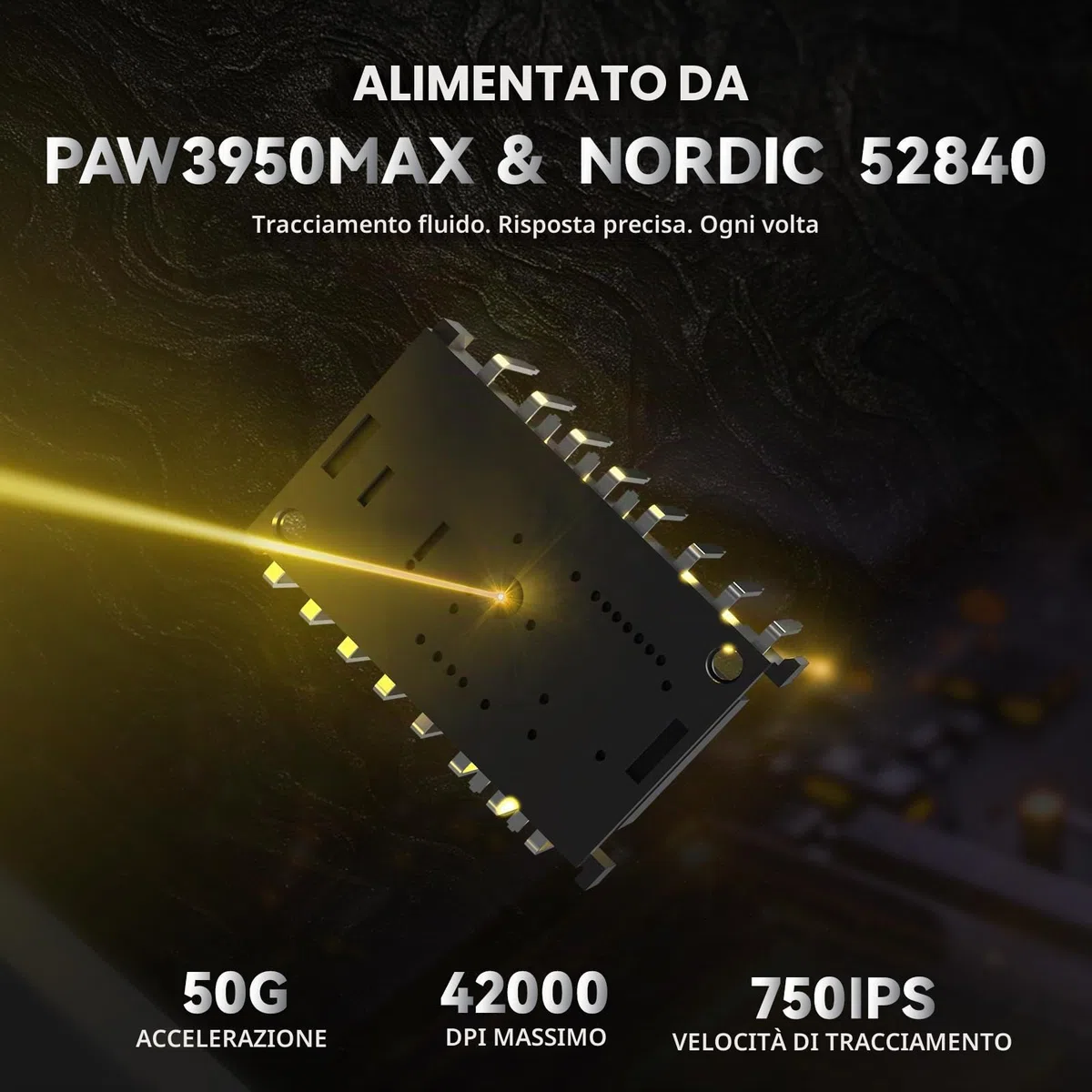 ATTACK SHARK R11 ULTRA Mouse Gaming Wireless 8000Hz in Fibra di Carbonio, 49g SUPERLIGHT, 42000 DPI, 20000 FPS, Nordic 52840, PAW3950MAX, Copristrato Ice-Feel, BT/2.4G/Cabalto, PC/Mac, Nero Forgiato