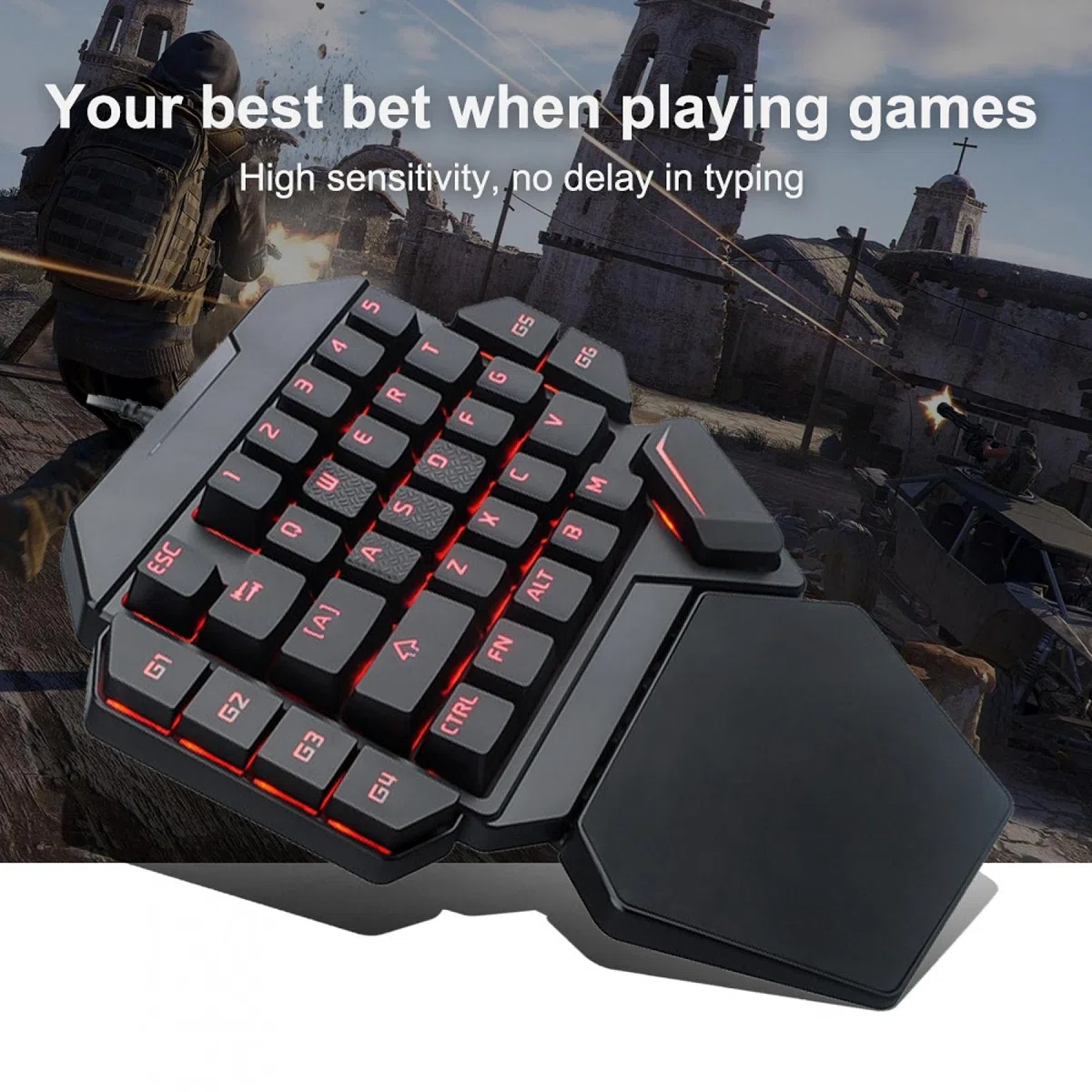 Tastiera meccanica a una mano, interruttore blu 35 tasti Tastiera meccanica da gioco luminosa retroilluminata RGB, con funzione di definizione macro, controller di gioco ergonomico per PC Gamer